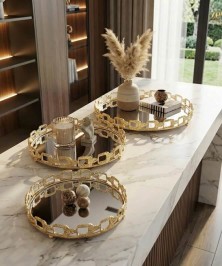 ZEYVE WICKER PATTERN 3-PIECE ROUND TRAY SET 26-30-36cm